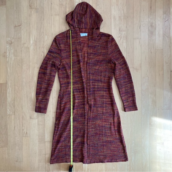 2/$20 Marled knit hooded duster open cardigan purple orange Medium - Picture 2 of 8
